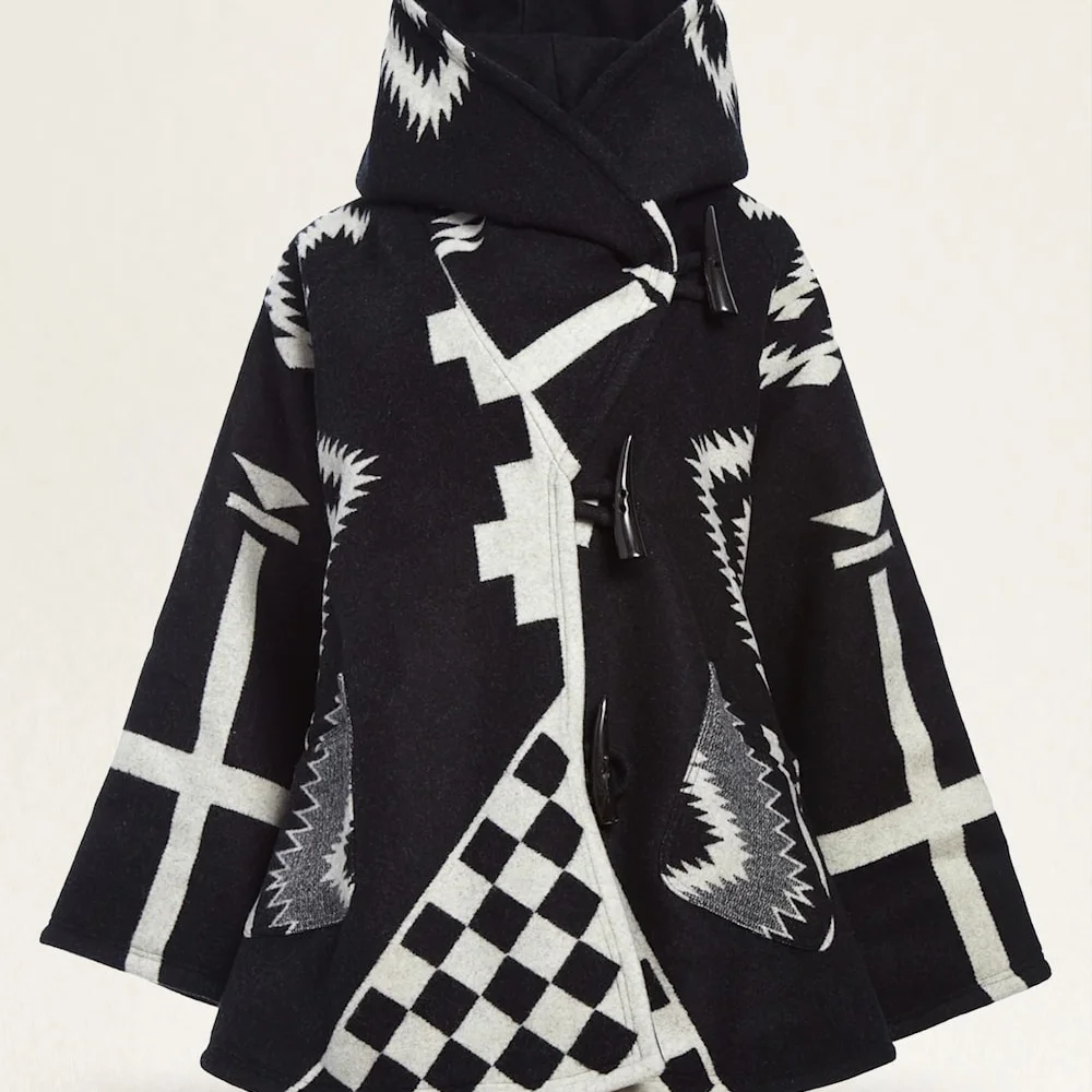 Pendleton (Lindsey Thornburg)Black and White Geometric Cape - Picture 2 of 3